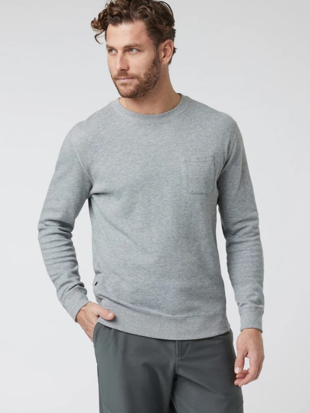 Vuori Jeffreys Crewneck Pullover Heather Grey Thermal S FLAW